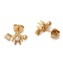 Load image into Gallery viewer, gold guld pearls perler pearl perle stud earring ear  ørering swarovski shell diamond diamant
