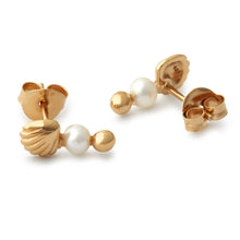 Indlæs billede til gallerivisning gold guld pearls perler pearl perle stud earring ear  ørering swarovski shell