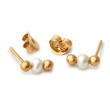Indlæs billede til gallerivisning gold guld pearls perler pearl perle stud earring ear  ørering swarovski shell