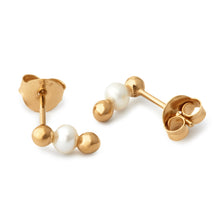 Indlæs billede til gallerivisning gold guld pearls perler pearl perle stud earring ear  ørering swarovski shell