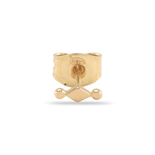 Load image into Gallery viewer, Small Kite ear stud made from 14-karat solid gold from the Kinz Kanaan Winter Tribute 2018. Elegant and discrete. Danish Arabic Design. Ornamental minimalistic design.