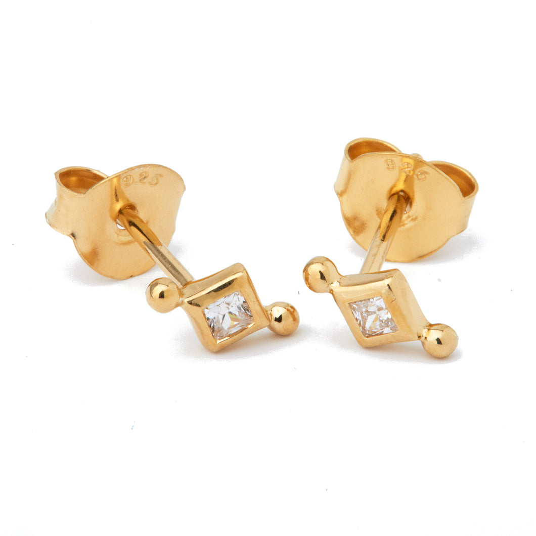 diamond stud earring danish design nordic design gold plated