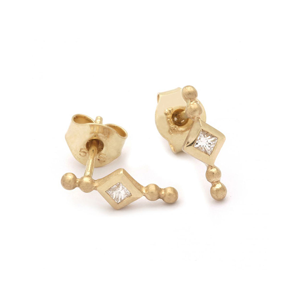Almas gold earrings with diamond (14-karat) stud earring