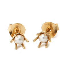 Load image into Gallery viewer, gold guld pearls perler pearl perle stud earring ear  ørering swarovski
