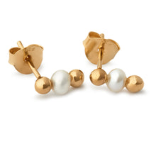 Load image into Gallery viewer, gold guld pearls perler pearl perle stud earring ear  ørering swarovski shell
