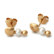 Indlæs billede til gallerivisning gold guld pearls perler pearl perle stud earring ear  ørering swarovski shell
